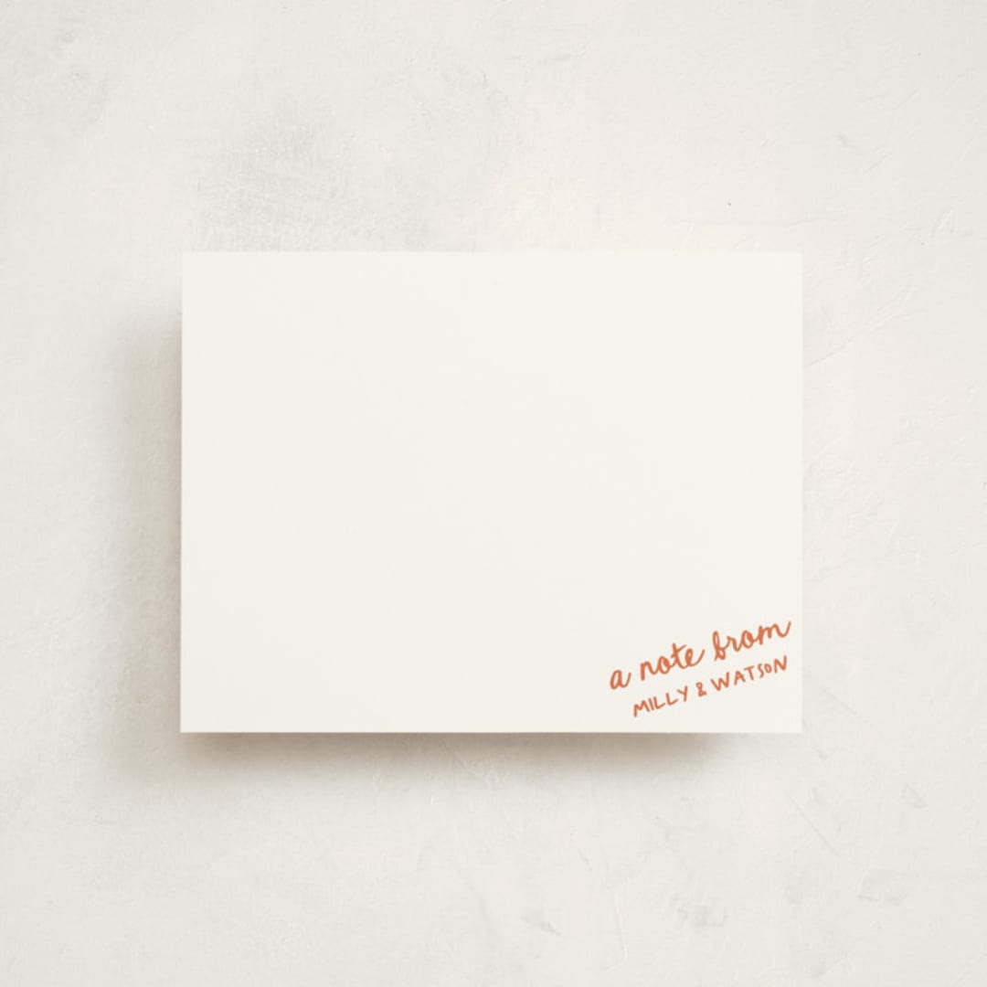 "Imprint" - Personalized Stationery Cards in Tangerine by Jelena Vuletic - Front