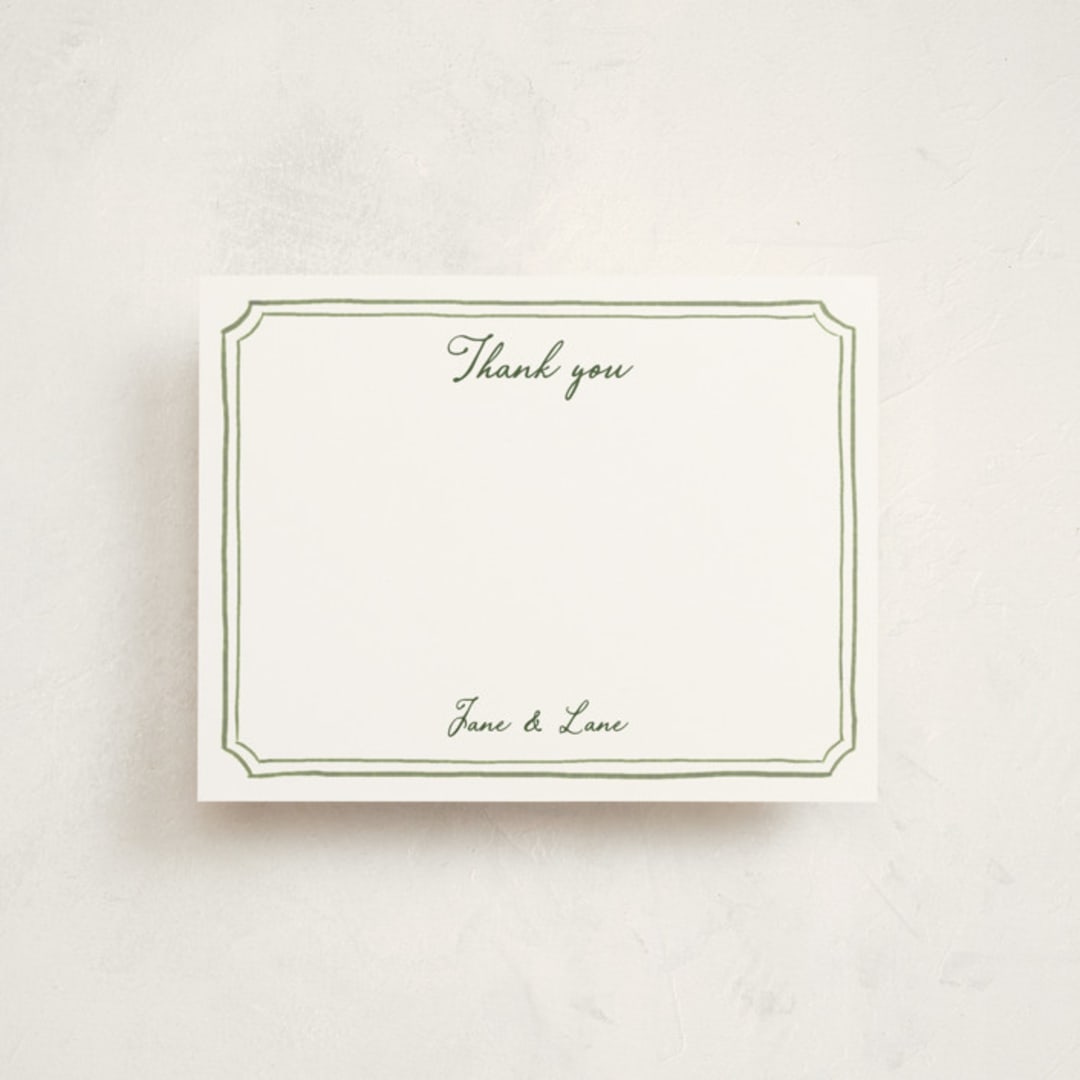 "Handwritten" - Personalized Stationery Cards in Moss by Cass Loh - Front