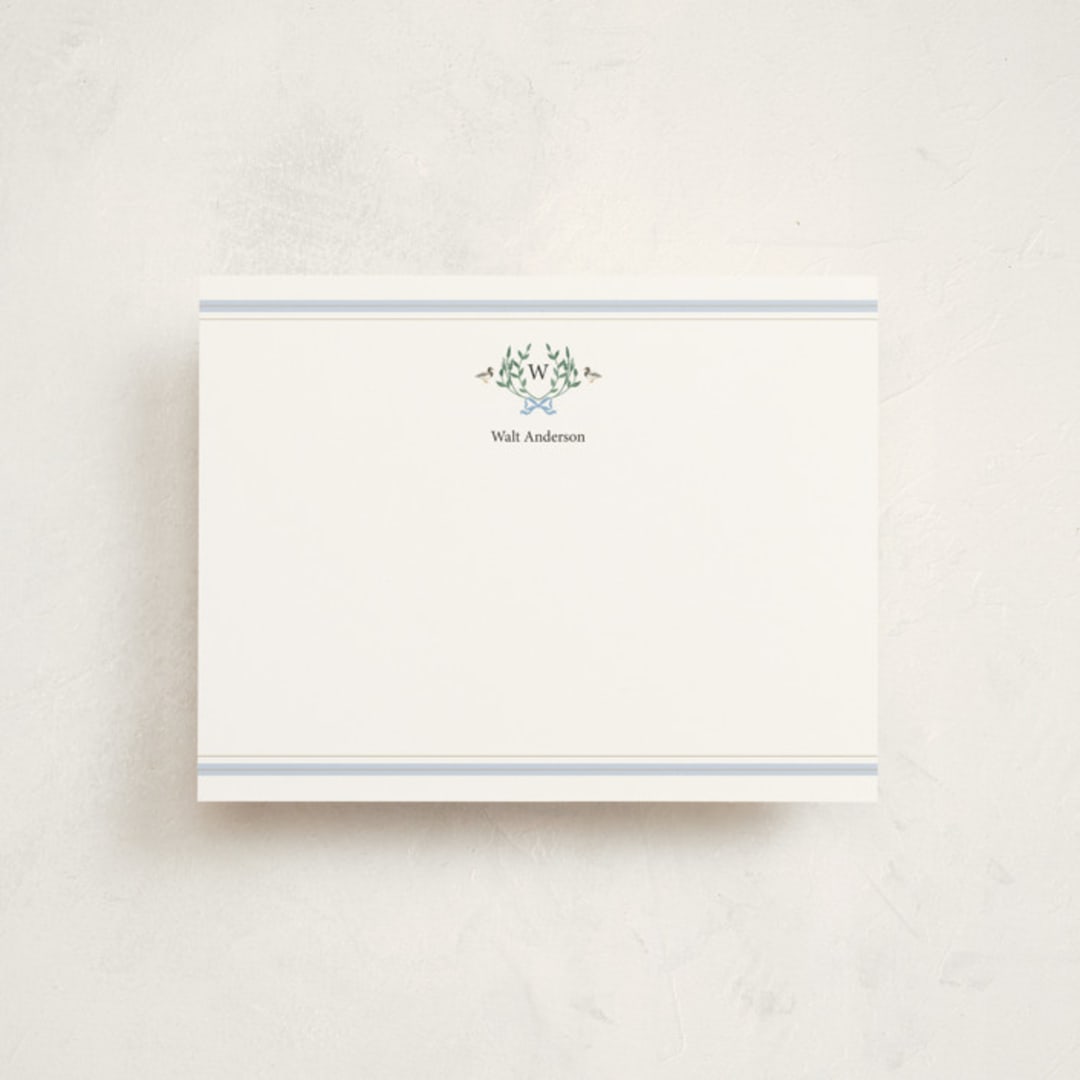 "Southern Mallard Duck" - Personalized Stationery Cards in Powder by Rebecca Marchese - Front