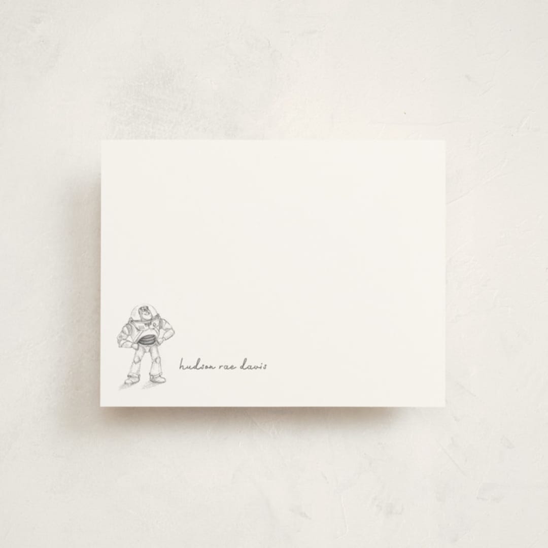 "Pixar's Toy Story in pencil" - Personalized Stationery Cards in Silk by Anna Black - Front