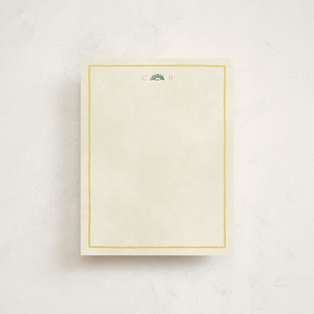 "Coastal Drift" - Personalized Stationery Cards in Caribbean Citrus by Pixel and Hank - Front