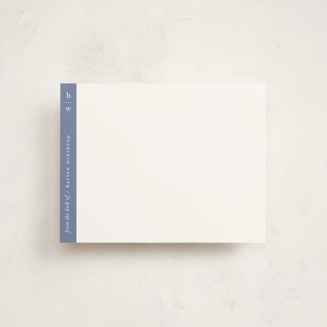 "Sidebar" - Personalized Stationery Cards in Blue Note by Alexandra Cohn - Front