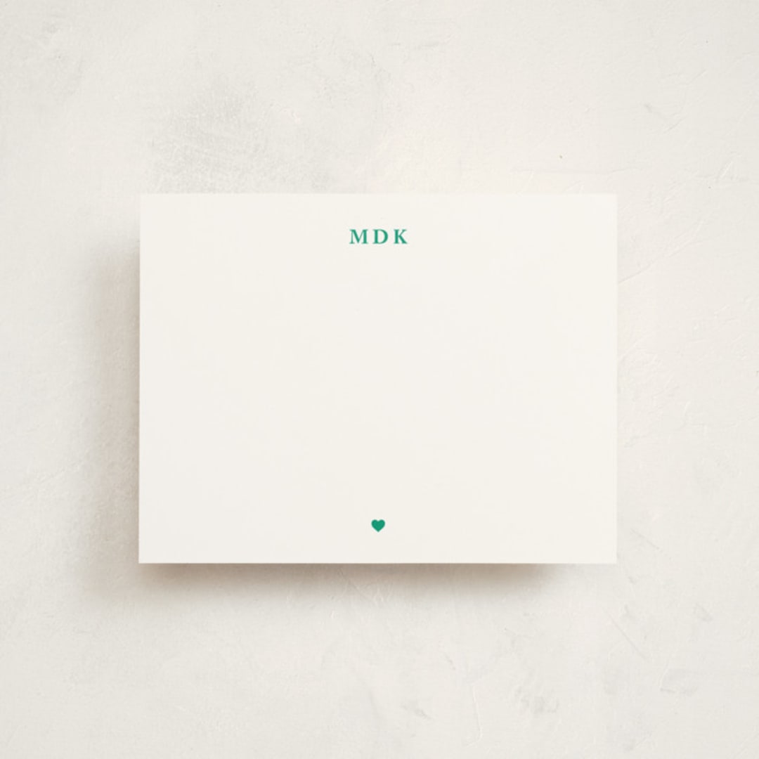 "A Little Heart" - Personalized Stationery Cards in Grass by mo kelley - Front