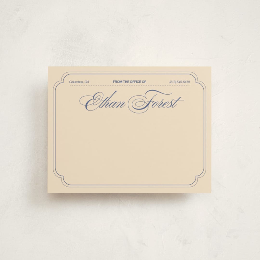 "From the Office Vintage" - Personalized Stationery Cards in Cream by Abby Fabrizio - Front