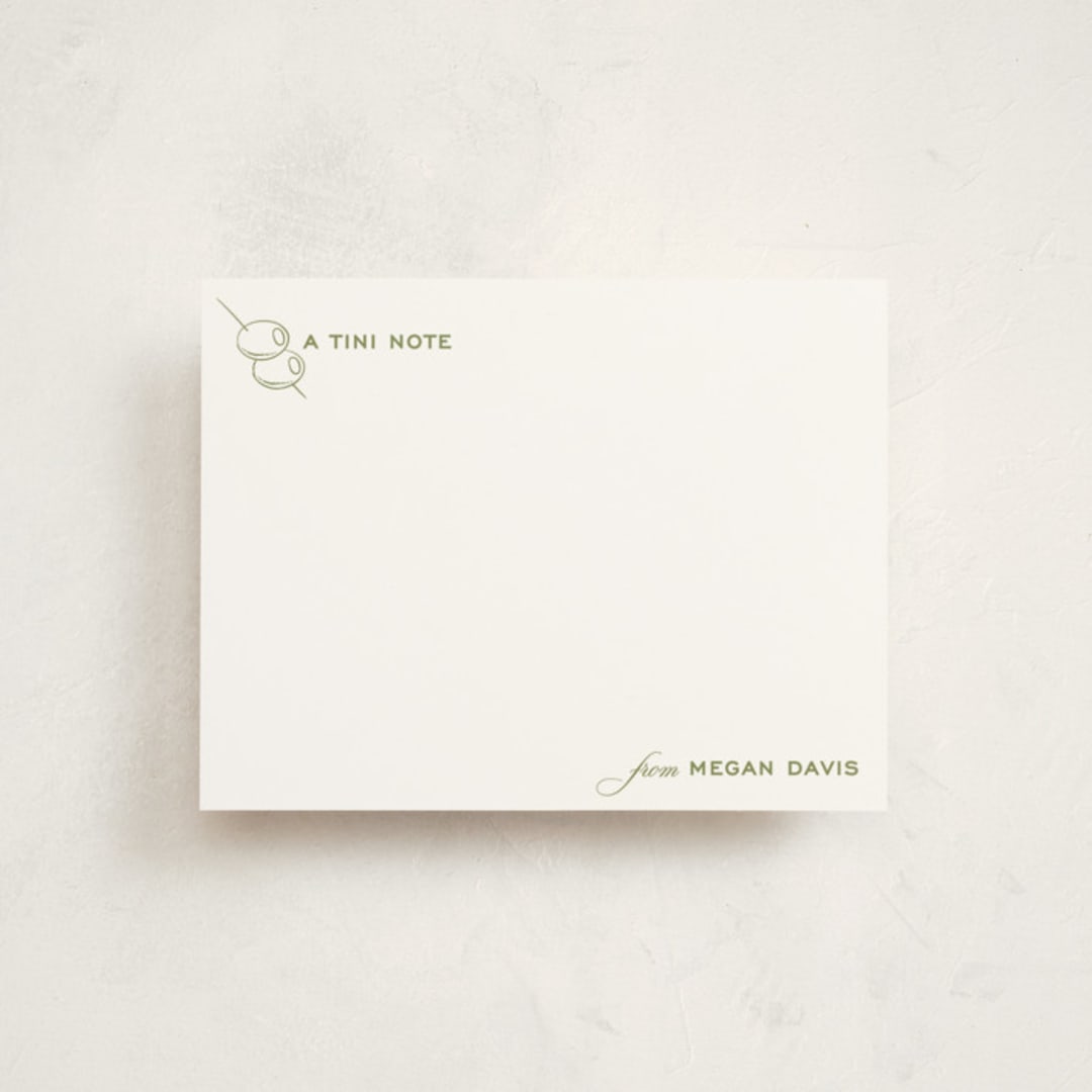"dirty martini" - Personalized Stationery Cards in Olive by Megan Davis - Front