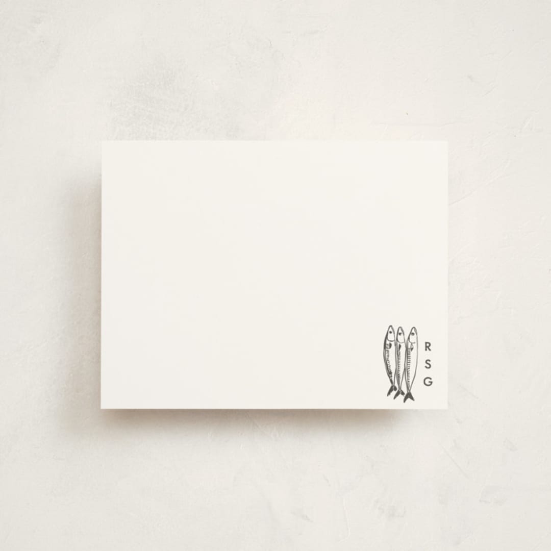 "Sardines" - Personalized Stationery Cards in Ink by Megan Davis - Front