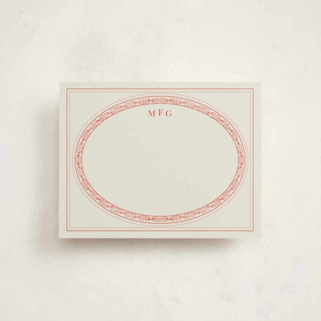 "Classic Oval" - Personalized Stationery Cards in Rouge by Studio Suku - Front