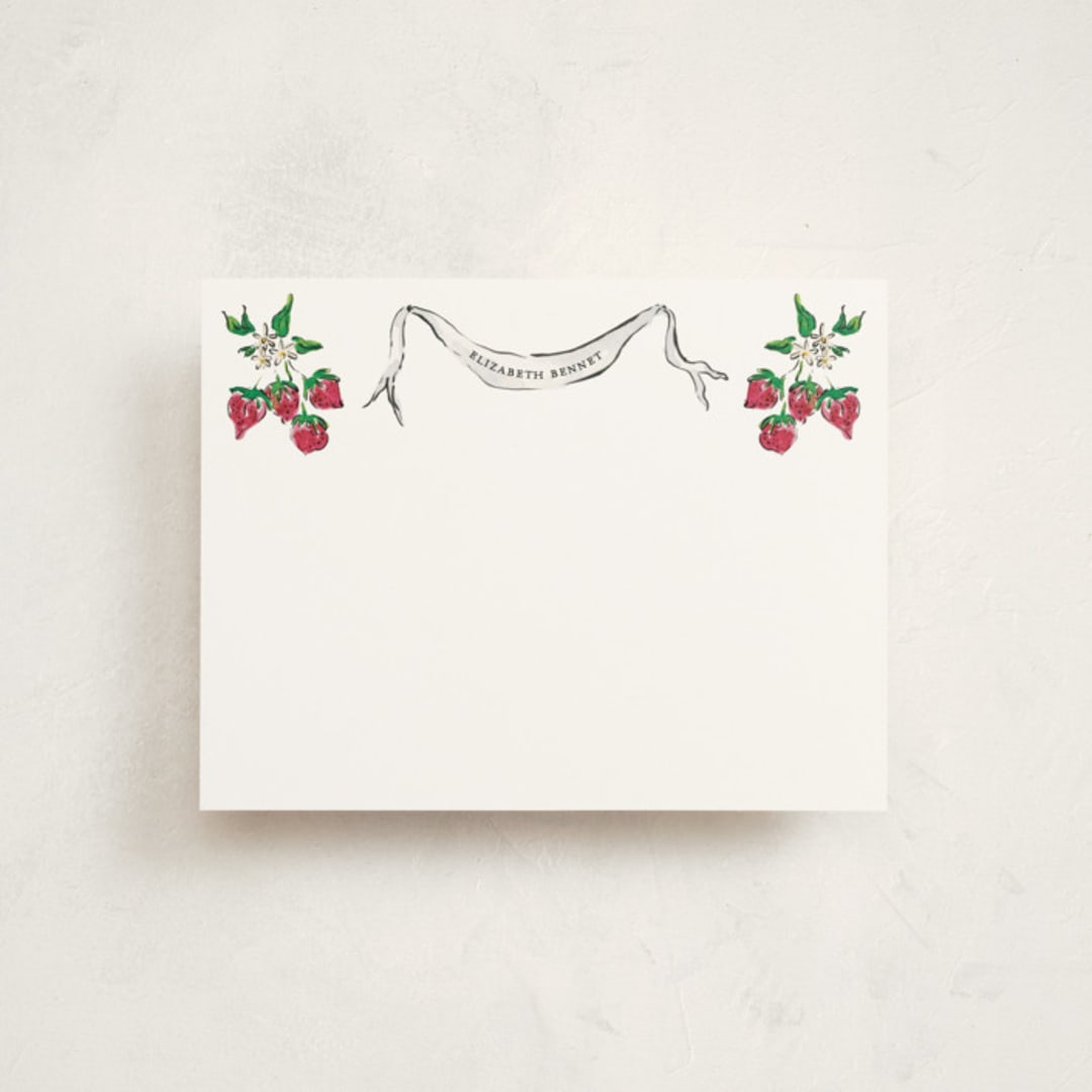 "Strawberry Queen" - Personalized Stationery Cards in Strawberry by Jill Delavan - Front
