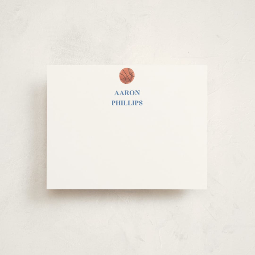 "Sportsy Basketball" - Personalized Stationery Cards in Ice by Teju Reval - Front