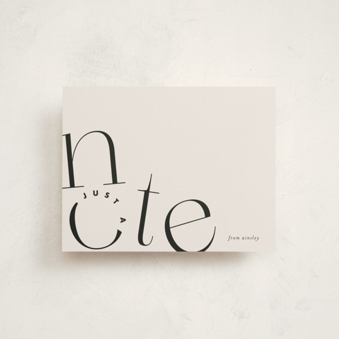 "just a note" - Personalized Stationery Cards in Noir by Jackie Crawford - Front