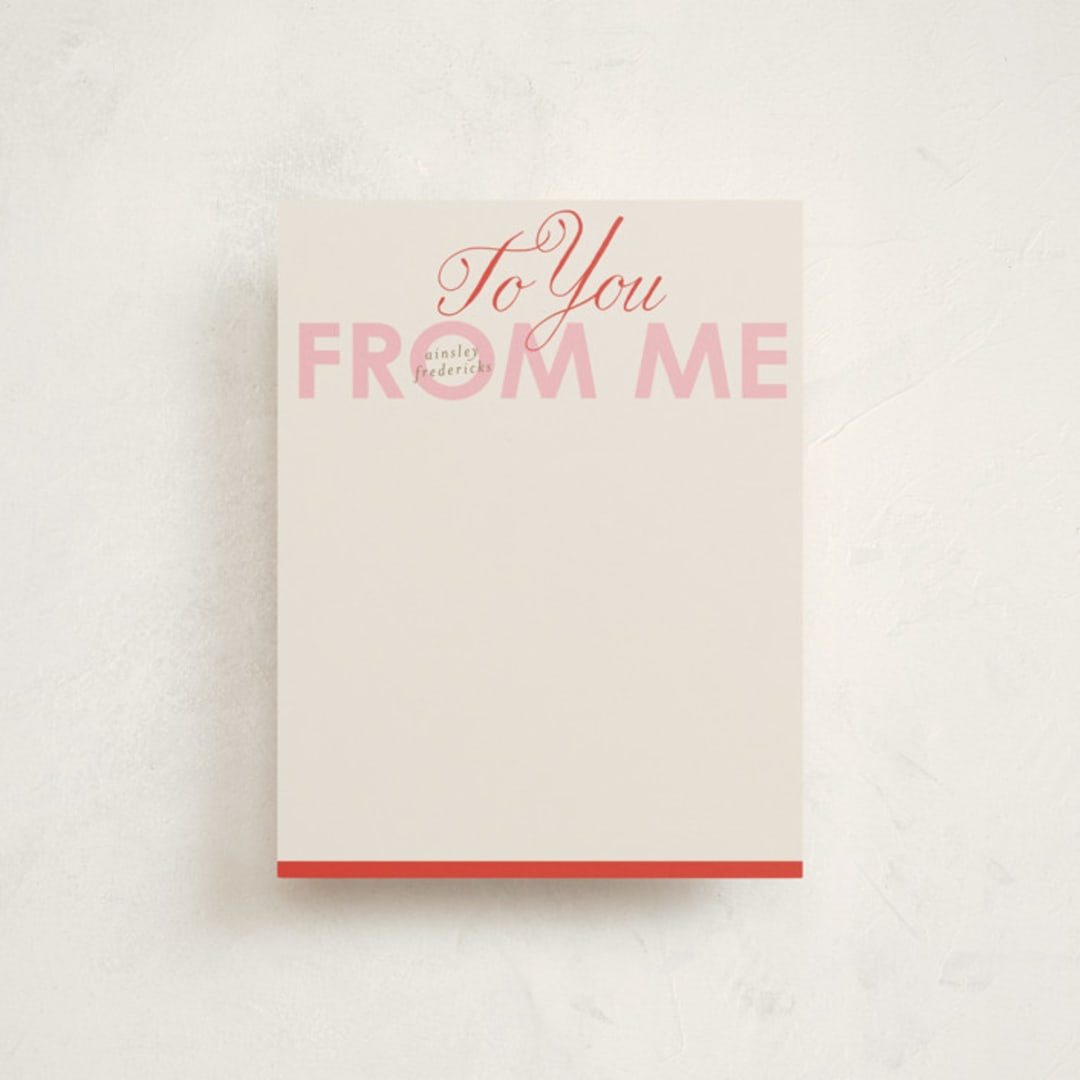 "To You From Me" - Personalized Stationery Cards in Strawberry by Jackie Crawford - Front
