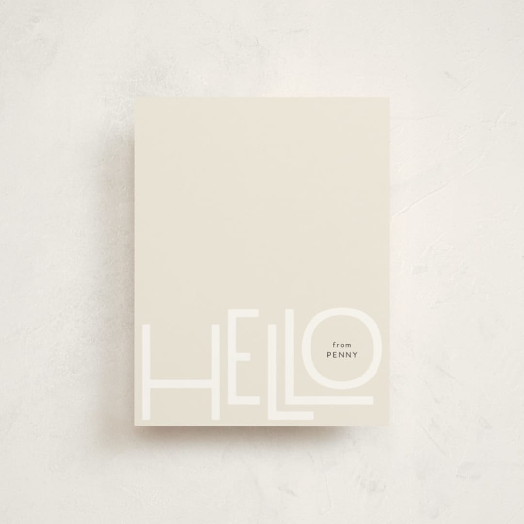 "Hello" - Personalized Stationery Cards in Champagne by Up Up Creative - Front