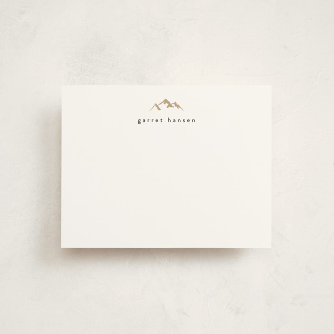 "Minimal Mountain" - Personalized Stationery Cards in Snow by Amy Payne - Front