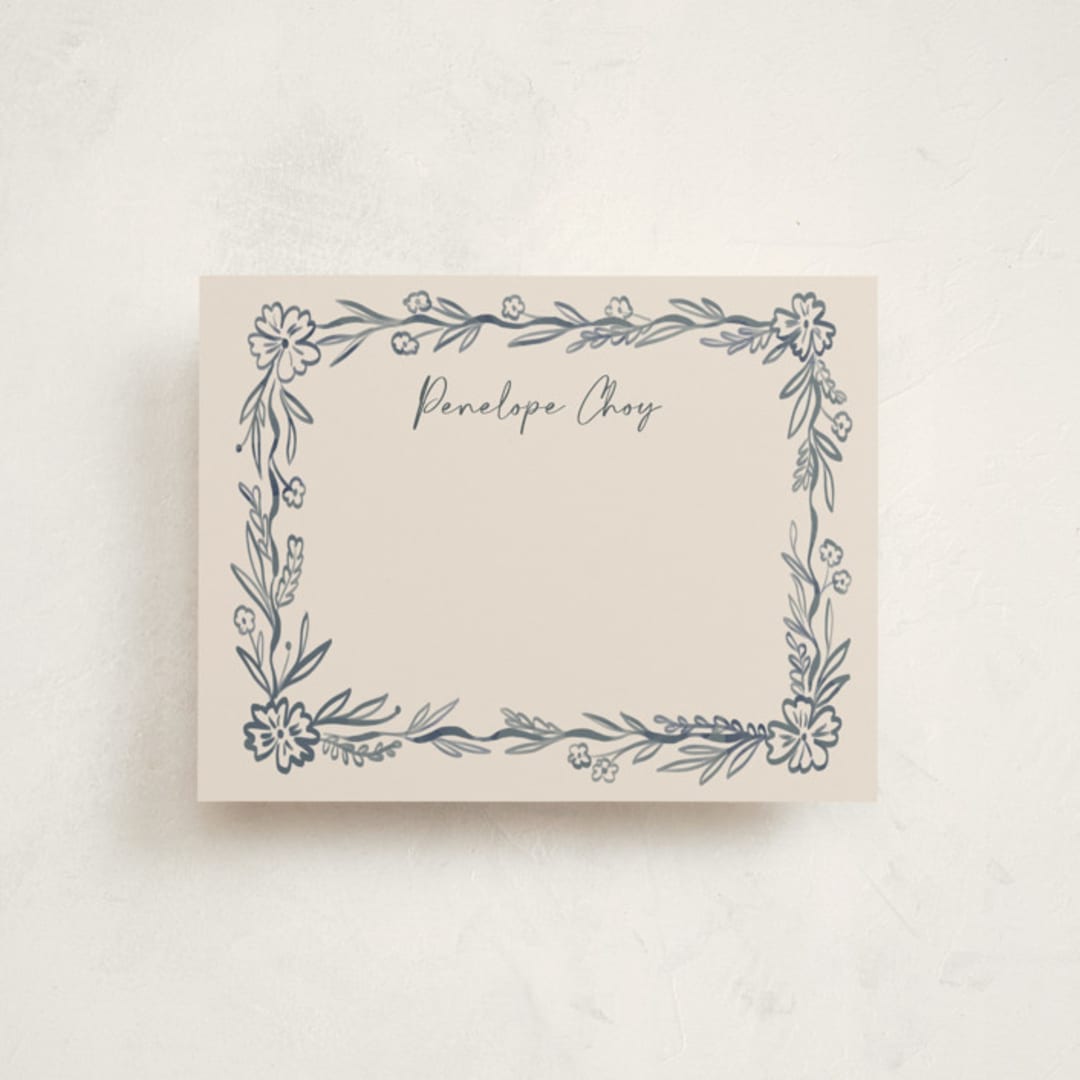 "Doodled" - Personalized Stationery Cards in Mist by Petra Kern - Front