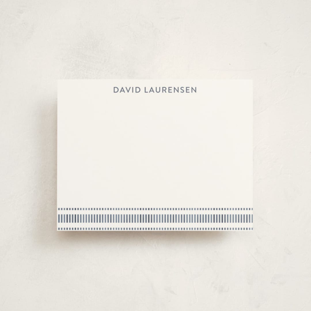 "Lineas" - Personalized Stationery Cards in Denim by Tamara Hilje - Front