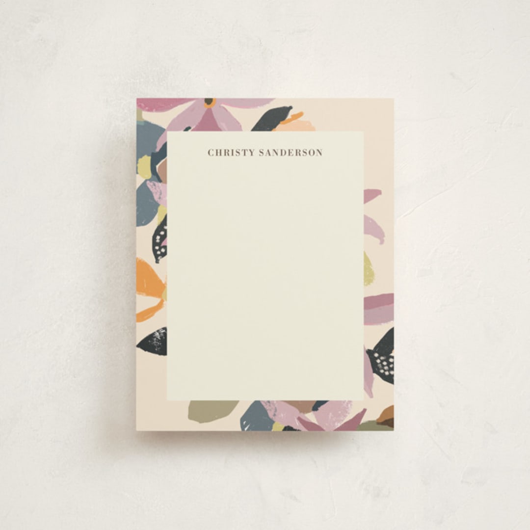 "flower press" - Personalized Stationery Cards in Mauve by Peony Rose Design - Front