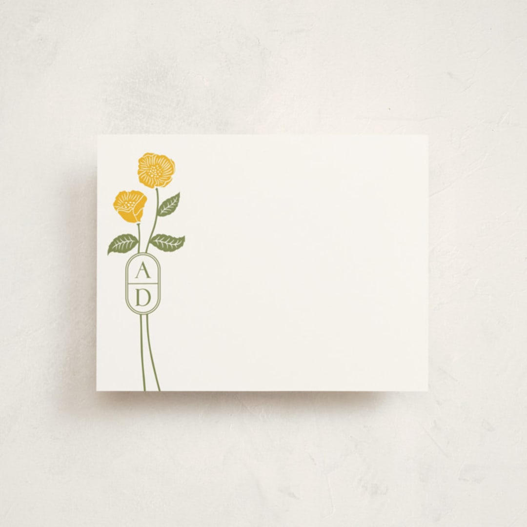 "cottage flowers" - Personalized Stationery Cards in Buttercup by Jessica Yeo - Front