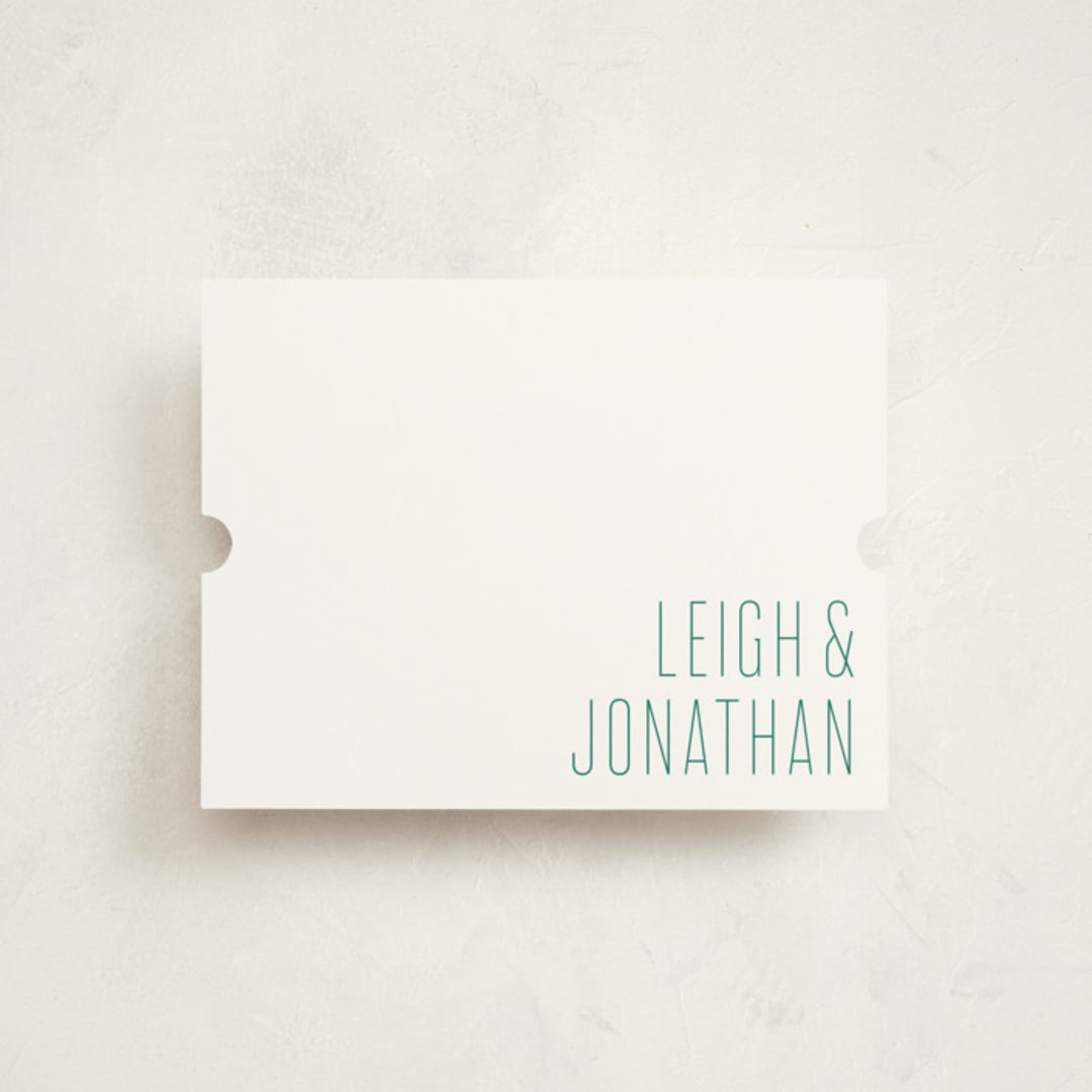 "Modern Couple" - Personalized Stationery Cards in Emerald by Ann Gardner - Front