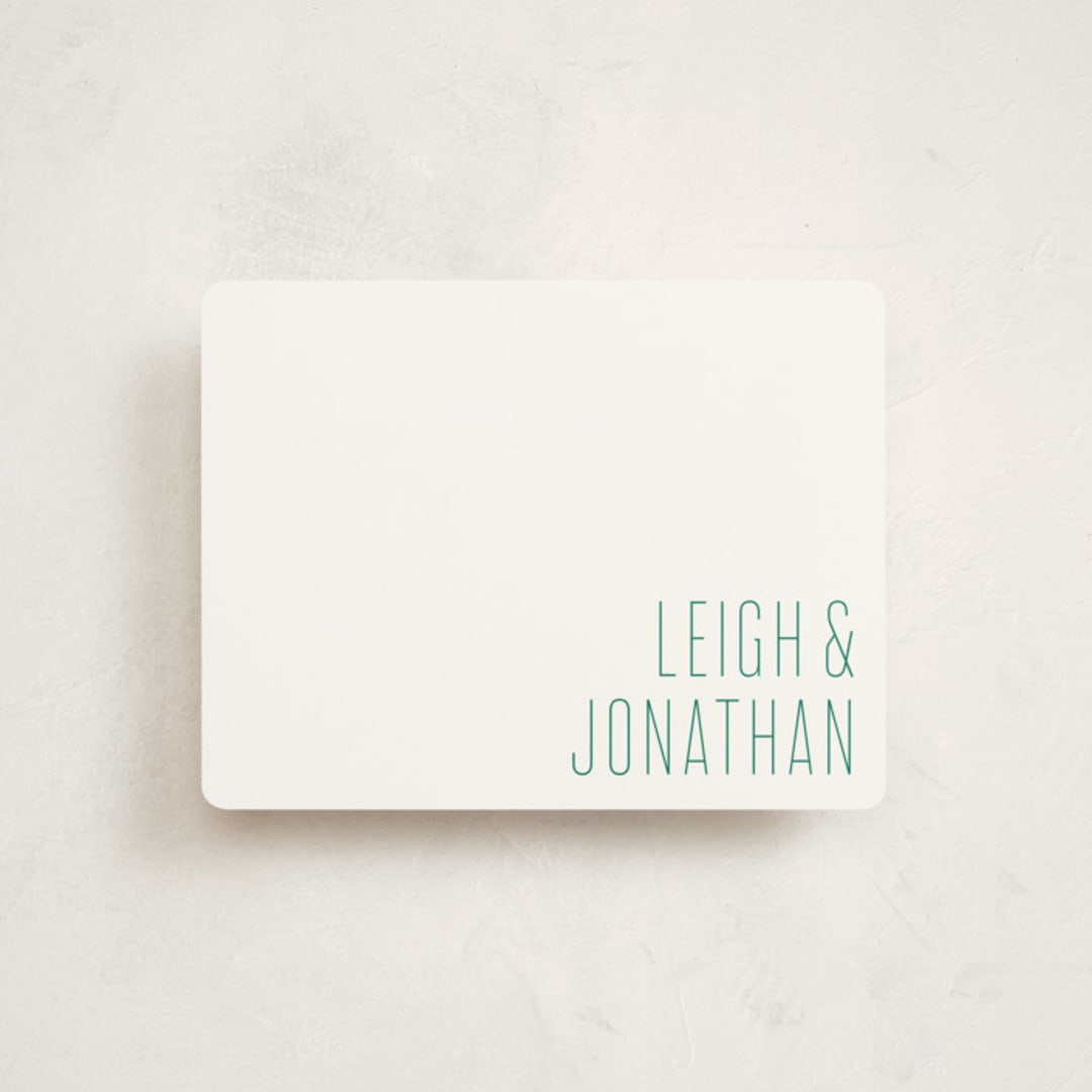 "Modern Couple" - Personalized Stationery Cards in Emerald by Ann Gardner - Front