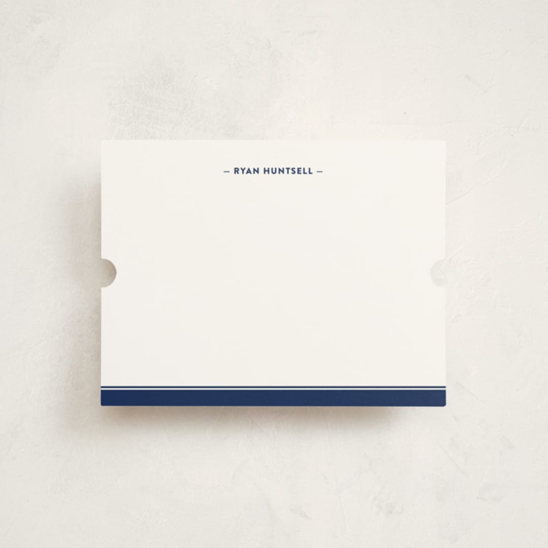 "Preppy Stripe" - Personalized Stationery Cards in Navy by Ann Gardner - Front