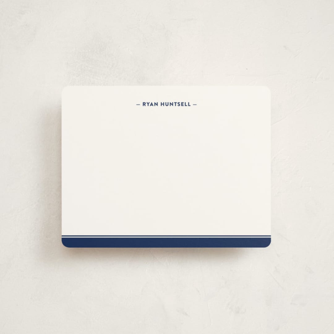 "Preppy Stripe" - Personalized Stationery Cards in Navy by Ann Gardner - Front