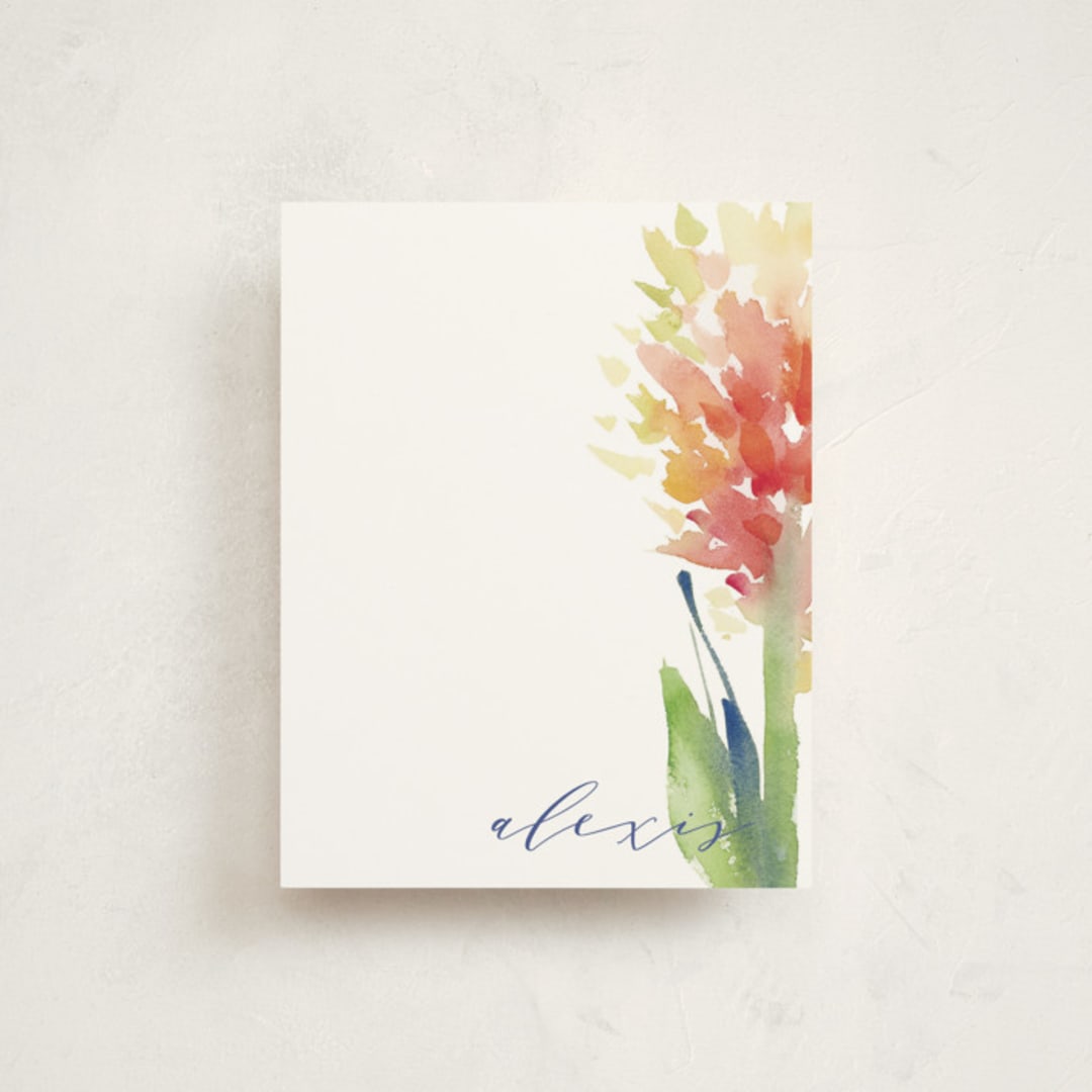 "Big Bloom" - Personalized Stationery Cards in Petal by sue prue - Front