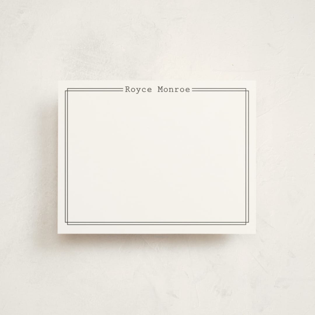 "Outlined" - Personalized Stationery Cards in Charcoal by Ashlee Townsend - Front