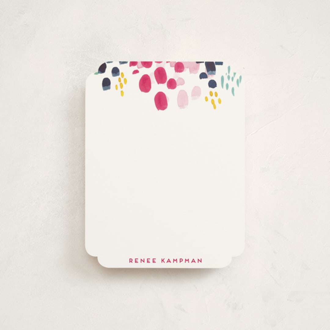 "Abstract Floral" - Personalized Stationery Cards in Wild Strawberry by Holly Whitcomb - Front