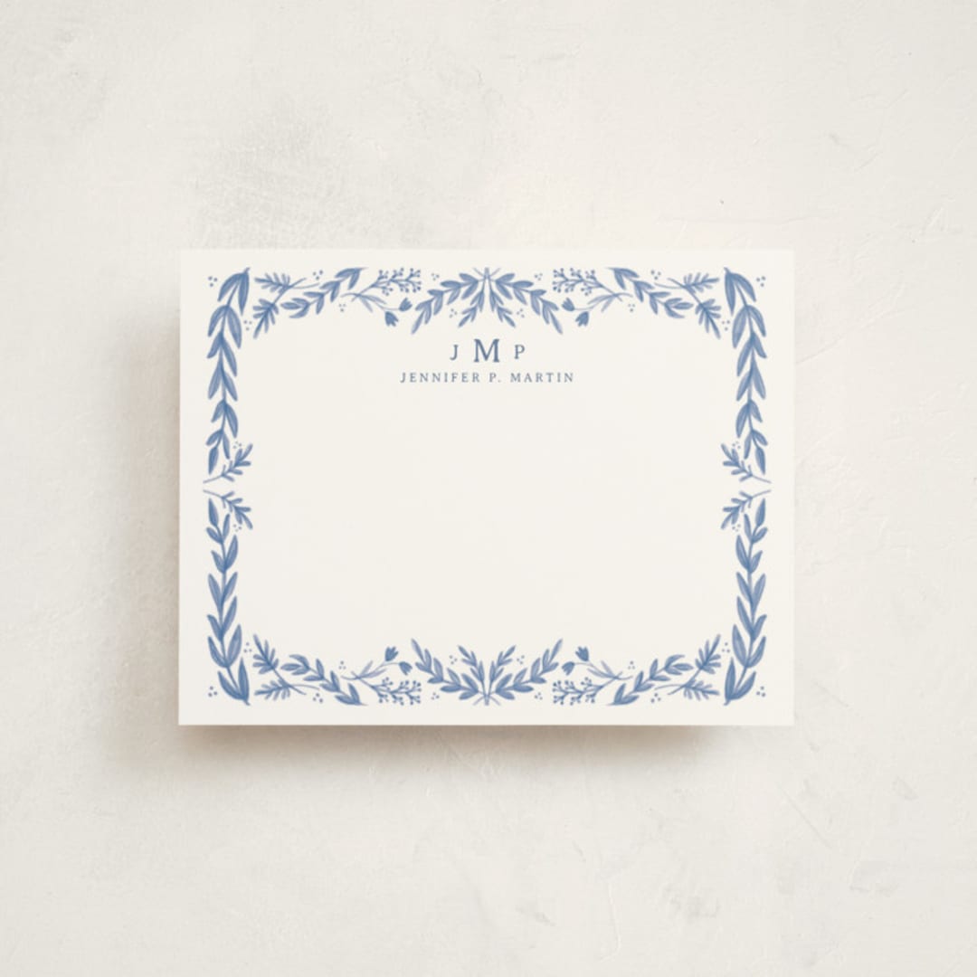"Framed in Floral" - Personalized Stationery Cards in Delft by Heather Cairl - Front