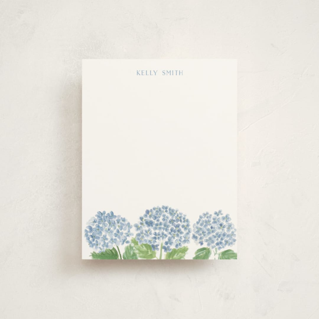 "Hydrangea Love" - Personalized Stationery Cards in Sky by Lydia Carns - Front