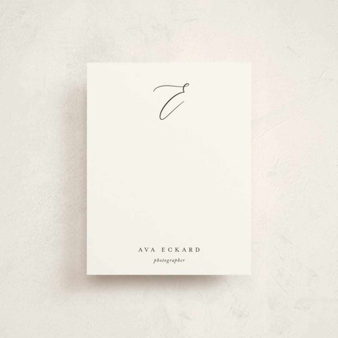 "Initial" - Personalized Stationery Cards in Onyx by Jennifer Postorino - Front