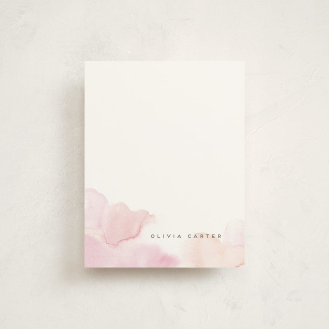 "Offshore" - Personalized Stationery Cards in Coral by Creo Study - Front