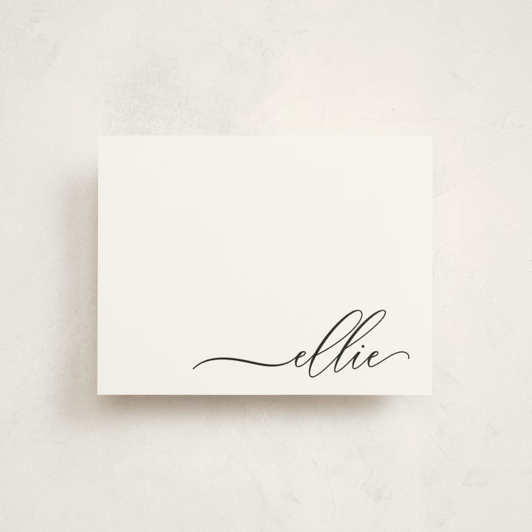 "Pretty Script" - Personalized Stationery Cards in Noir by Lori Wemple - Front