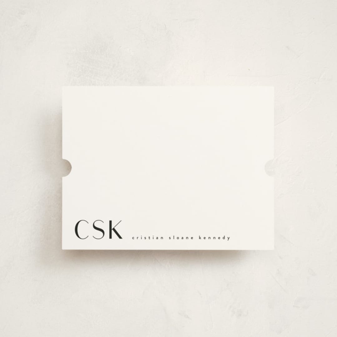 "monogram corner" - Personalized Stationery Cards in Noir by Angela Garrick - Front