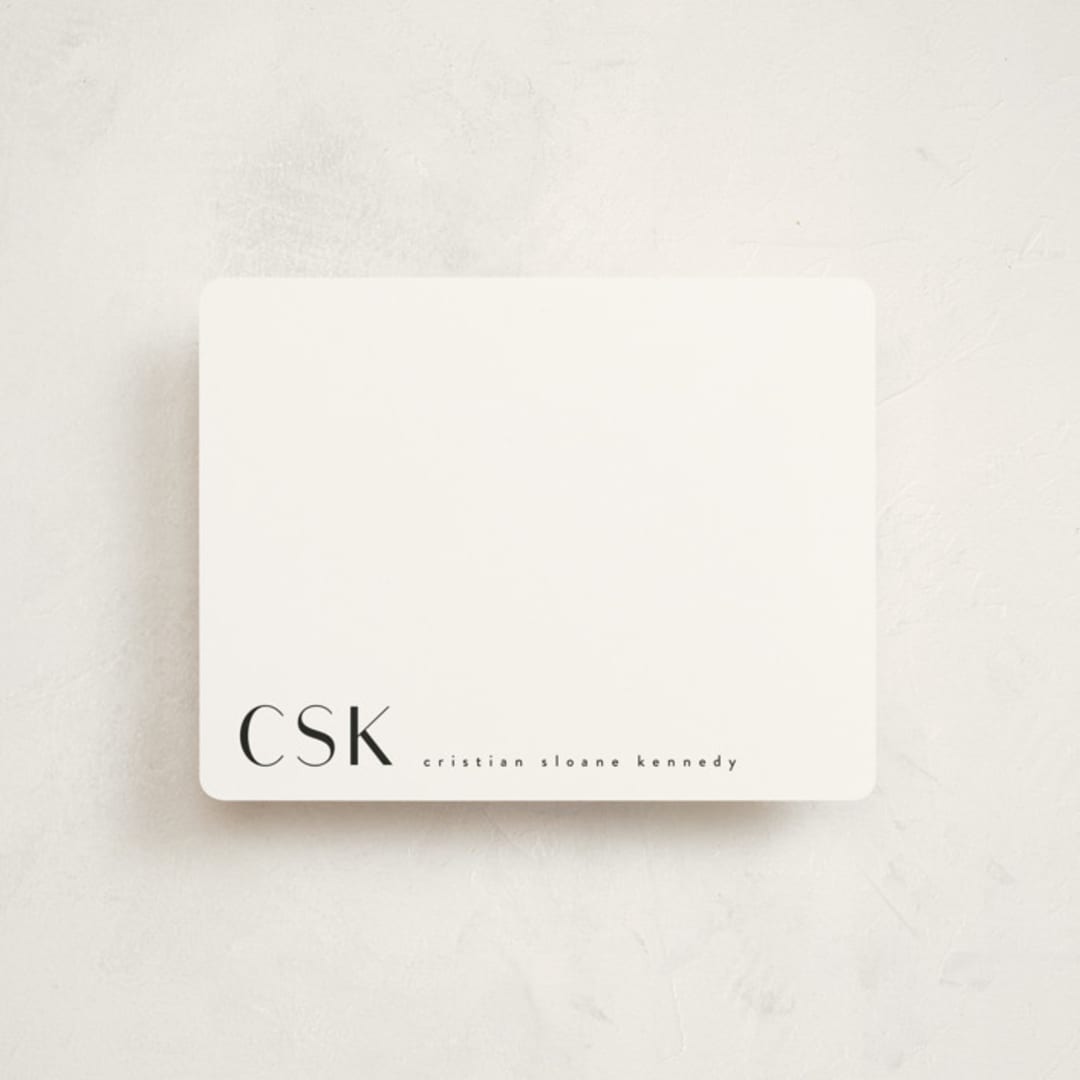 "monogram corner" - Personalized Stationery Cards in Noir by Angela Garrick - Front