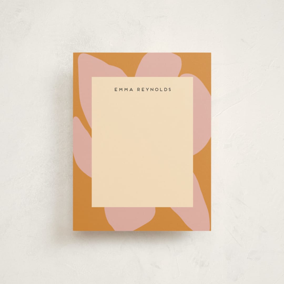 "Abstract Border" - Personalized Stationery Cards in Tangerine by Morgan Kendall - Front