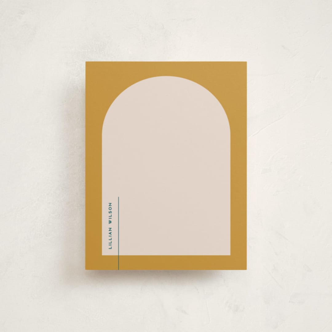 "Modern Arch" - Personalized Stationery Cards in Marigold by Owl and Toad - Front