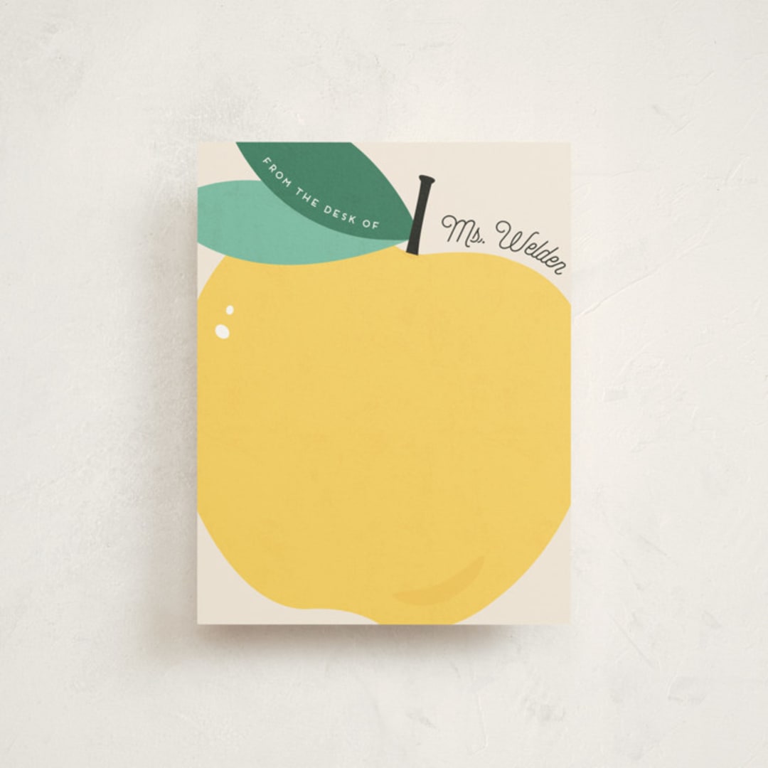 "Teacher's Apple" - Personalized Stationery Cards in Golden Delicious by Erica Krystek - Front