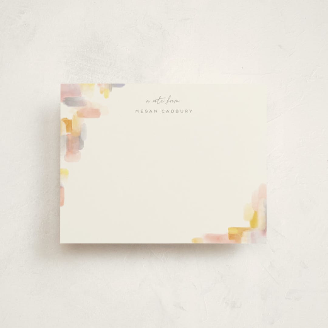 "softly brushed" - Personalized Stationery Cards in Peach by Monika Torun - Front
