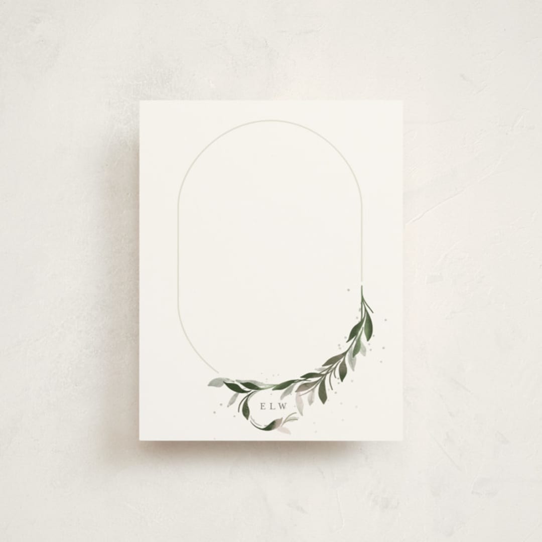 "Cameo" - Personalized Stationery Cards in Sage by Erin L. Wilson - Front