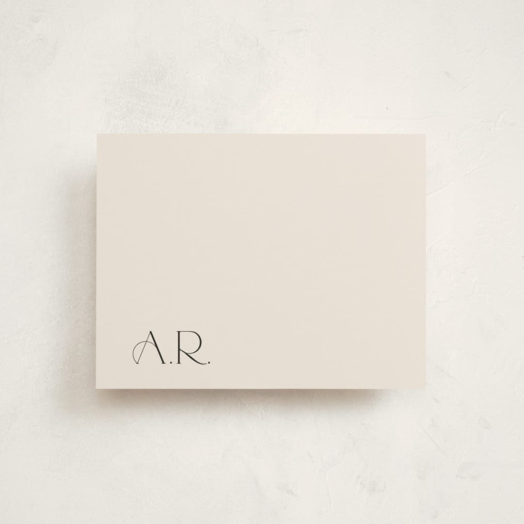 "Monogram" - Personalized Stationery Cards in Champagne by Lori Wemple - Front