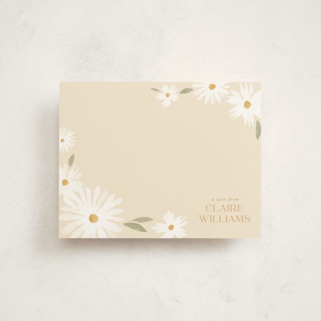 "Happy Daisies" - Personalized Stationery Cards in Buttercream by Robert and Stella - Front