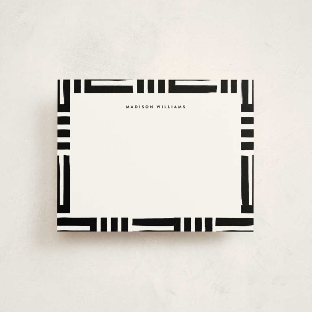 "Block Stripes" - Personalized Stationery Cards in Coal by Robert and Stella - Front