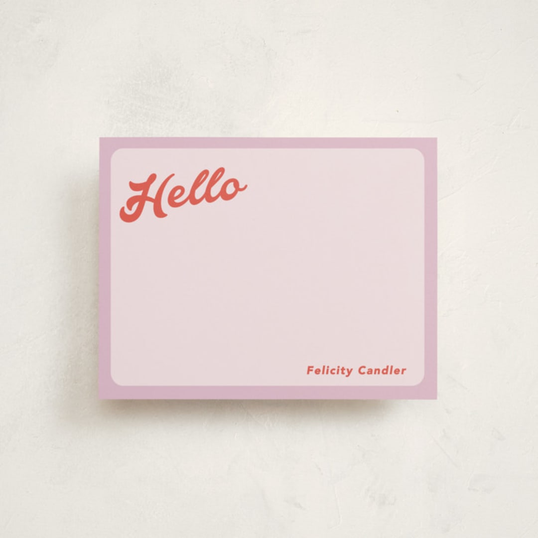 "Curves" - Personalized Stationery Cards in Lilac by Morgan Kendall - Front