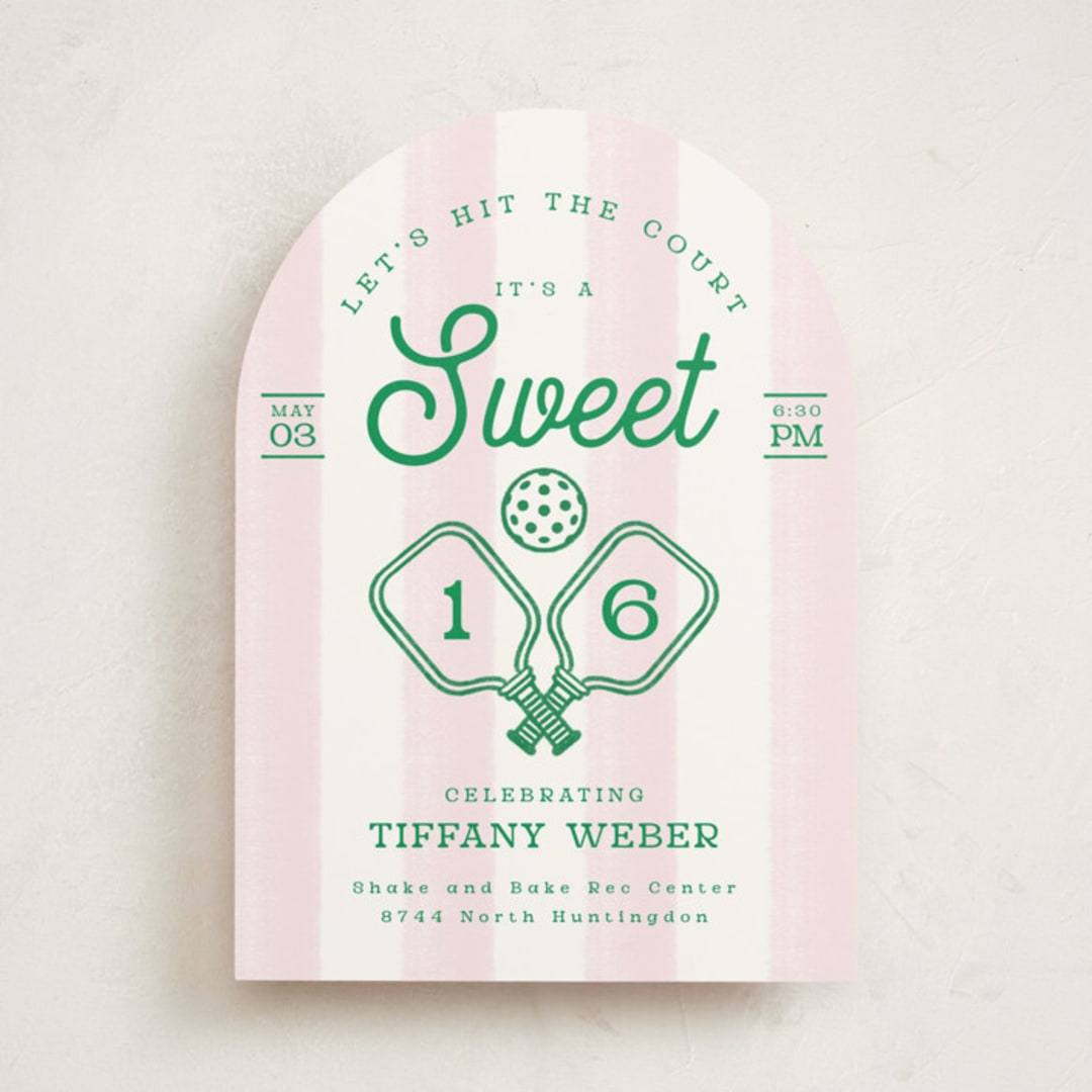 "Hit the Court" - Sweet Sixteen Party Invitations in Petal by Kiersten Garner - Front