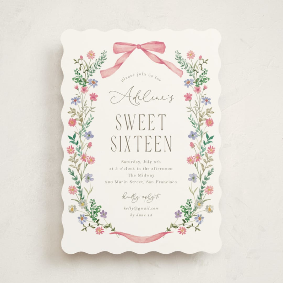 "Bow garden" - Sweet Sixteen Party Invitations in Coral by Yaling Hou Suzuki - Front