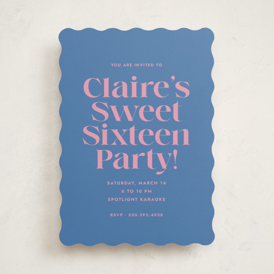 "Text" - Sweet Sixteen Party Invitations in Bubblegum by Megan Davis - Front