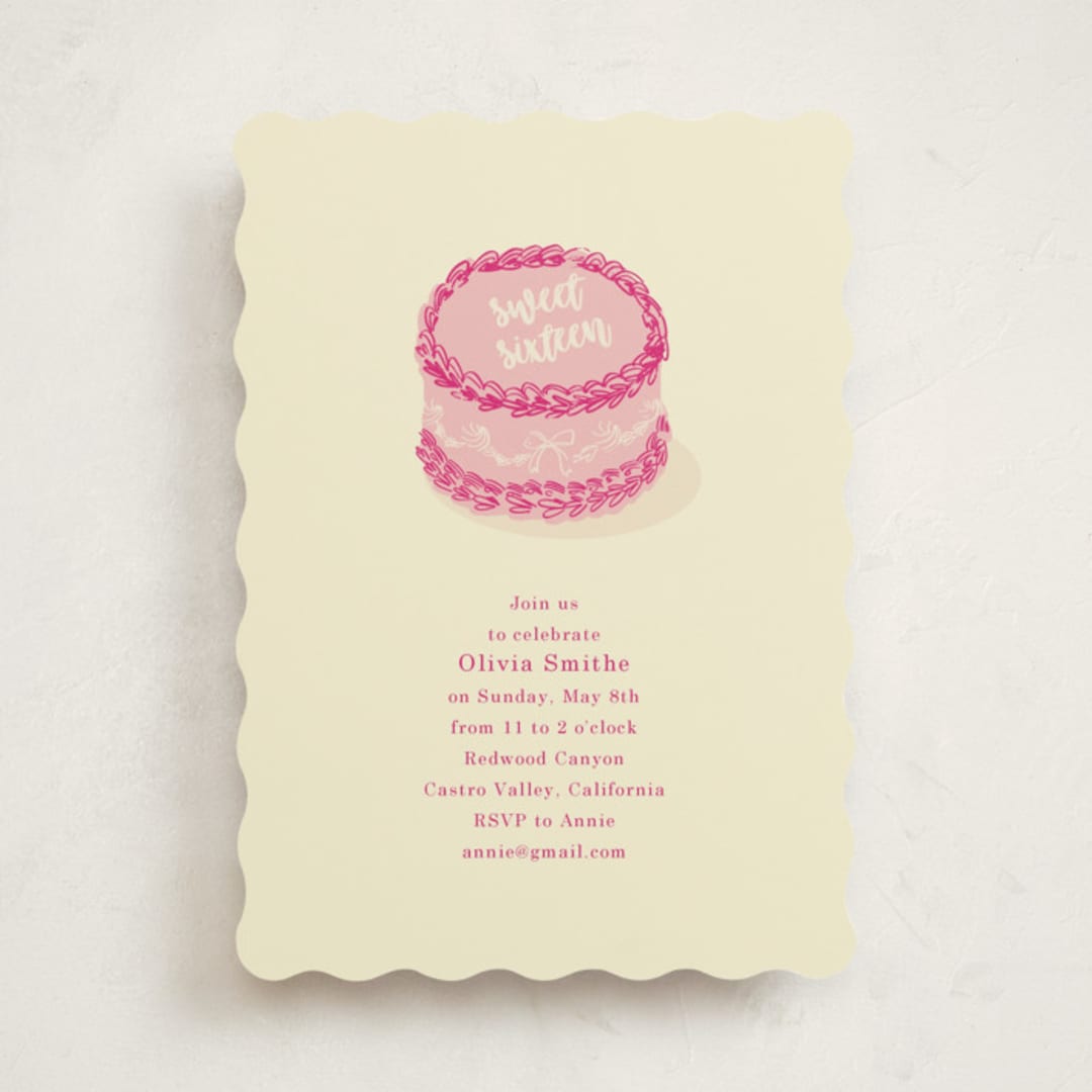 "Lambeth Cake" - Sweet Sixteen Party Invitations in Cotton Candy by Baumbirdy - Front