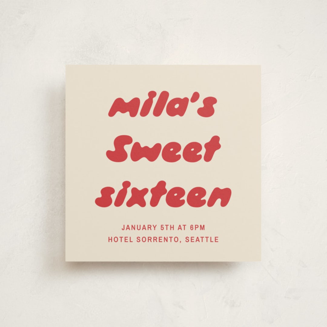 "Bubble Gum" - Sweet Sixteen Party Invitations in Cherry by Ani Somi - Front