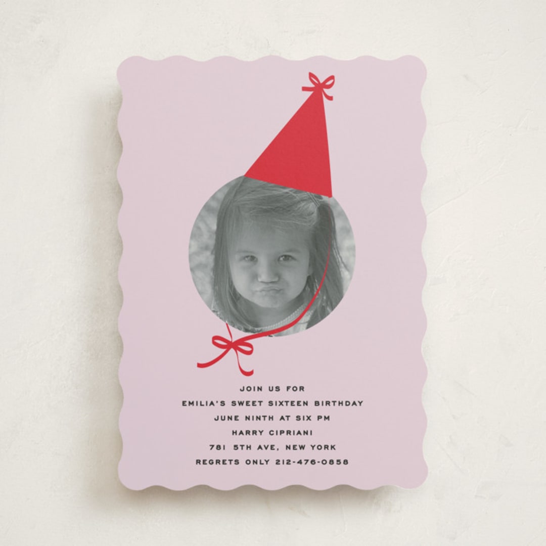 "birthday hat" - Sweet Sixteen Party Invitations in Ruby by Jennifer Lew - Front